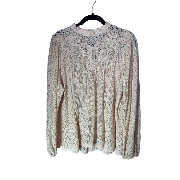 Torrid Lace Long Sleeve Top High Neck Button Back Collar Size1(14/16) Brand New - Picture 1 of 10